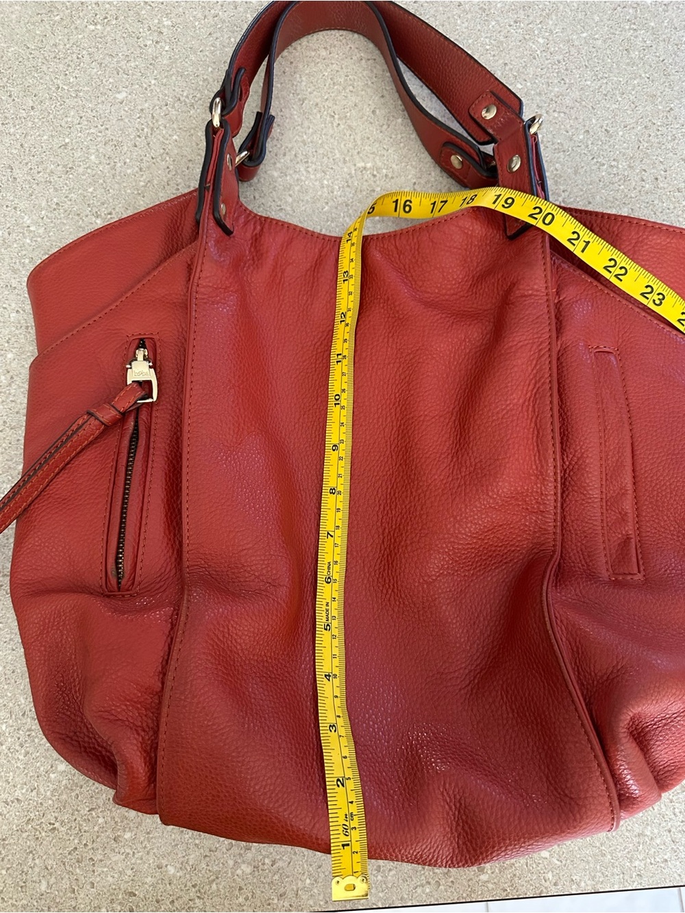 KOOBA-Beautiful Pebbled Shoulder Tote Burn Orange. - Picture 10 of 12